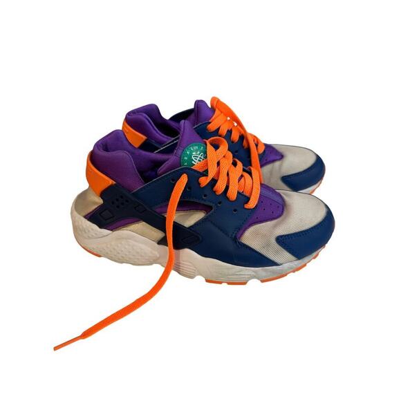 Nike Youth White Gym Blue Huarache GS Lace Up Running Shoes Size 6 - Picture 4 of 9